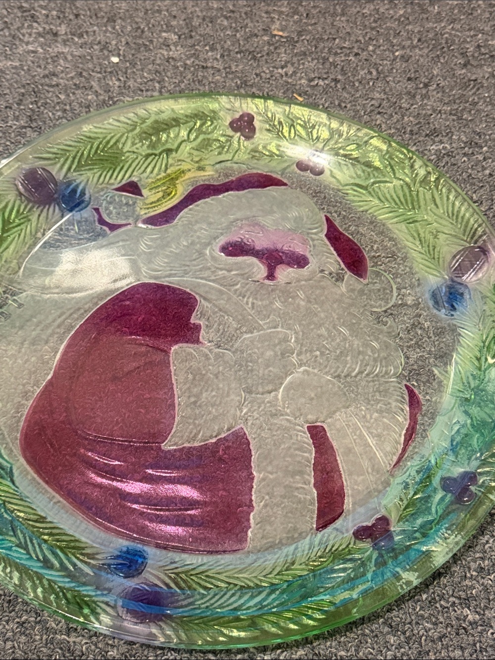 Holiday Santa Glass frosted Plate